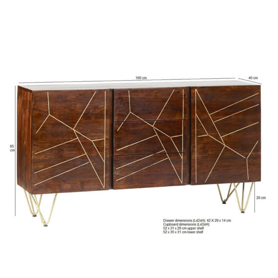 Dark Gold Extra Large Sideboard