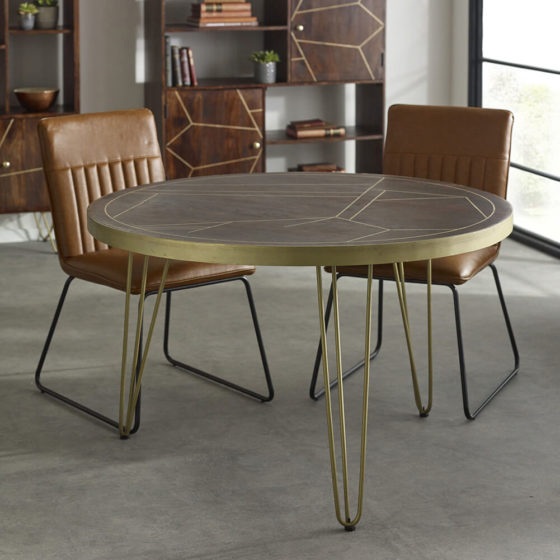 Dark Gold Round Dining Table