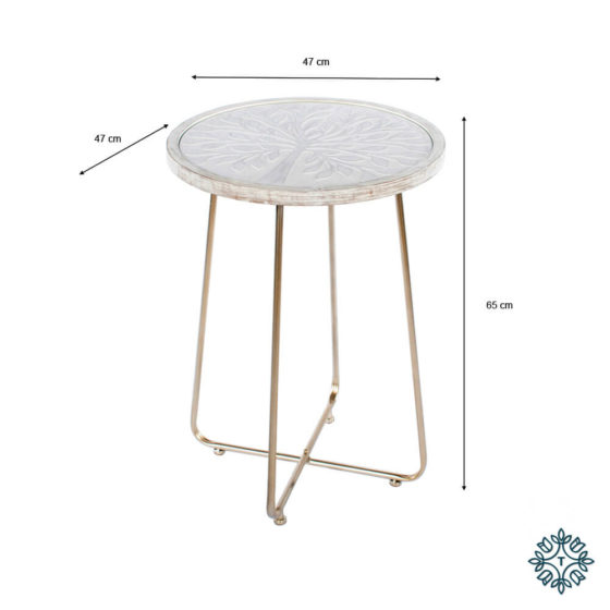 Tree Pattern Accent Table White + Champagne