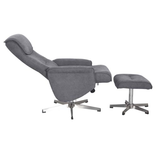 Rayon Recliner with Footstool - Grey