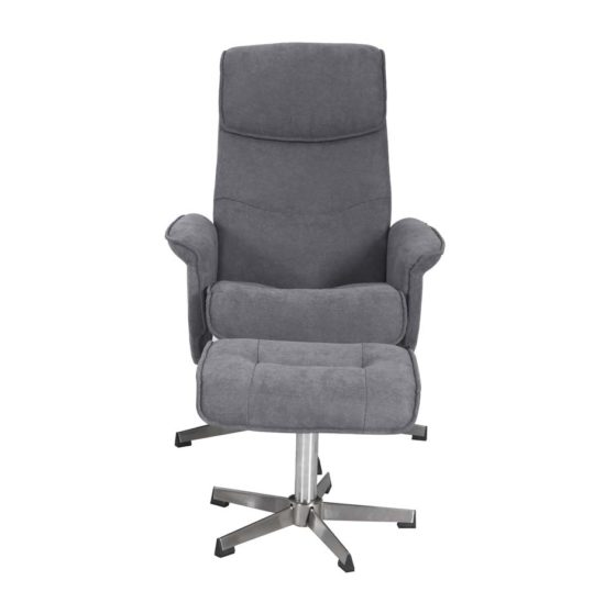 Rayon Recliner with Footstool – Grey
