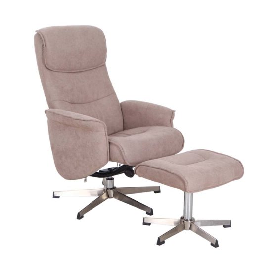 Rayon Recliner with Footstool – Sand