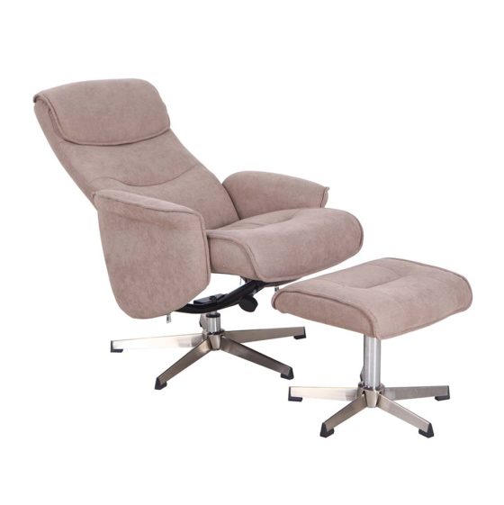 Rayon Recliner with Footstool – Sand