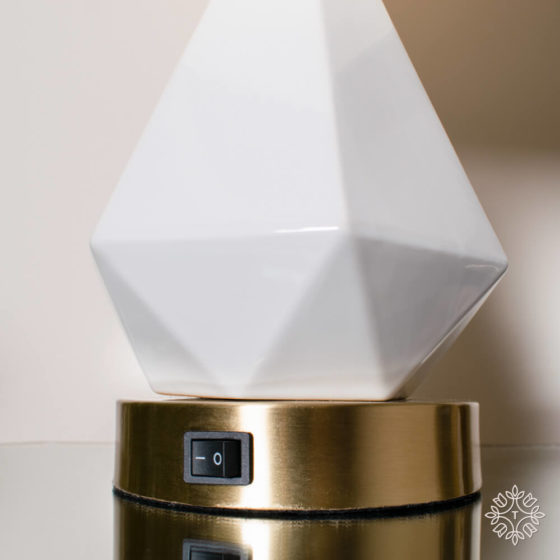 Geometric Bedside Lamps – White + Gold (Pair)