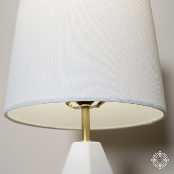 Geometric Bedside Lamps – White + Gold (Pair)