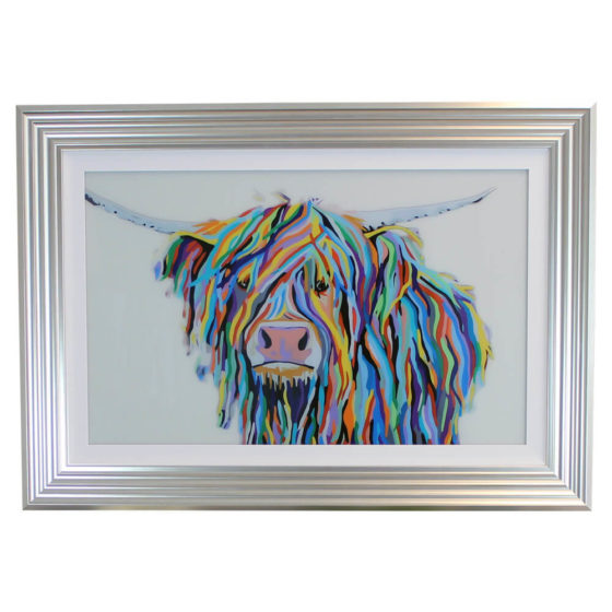 Colourful Highland Cow Wall Art