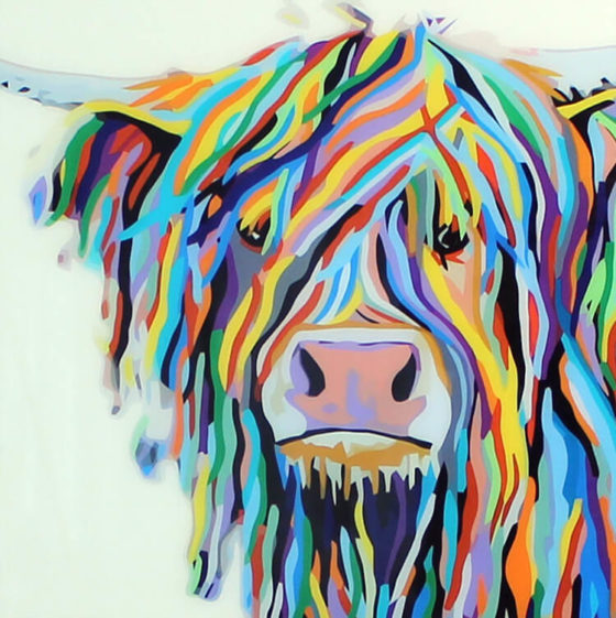 Colourful Highland Cow Wall Art