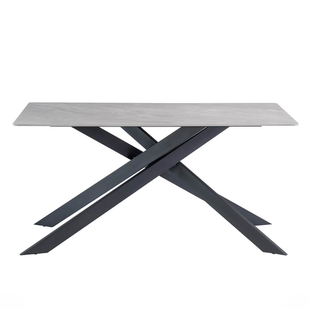 Cambell Dining Table – 1.6m – Grey Gloss+Black