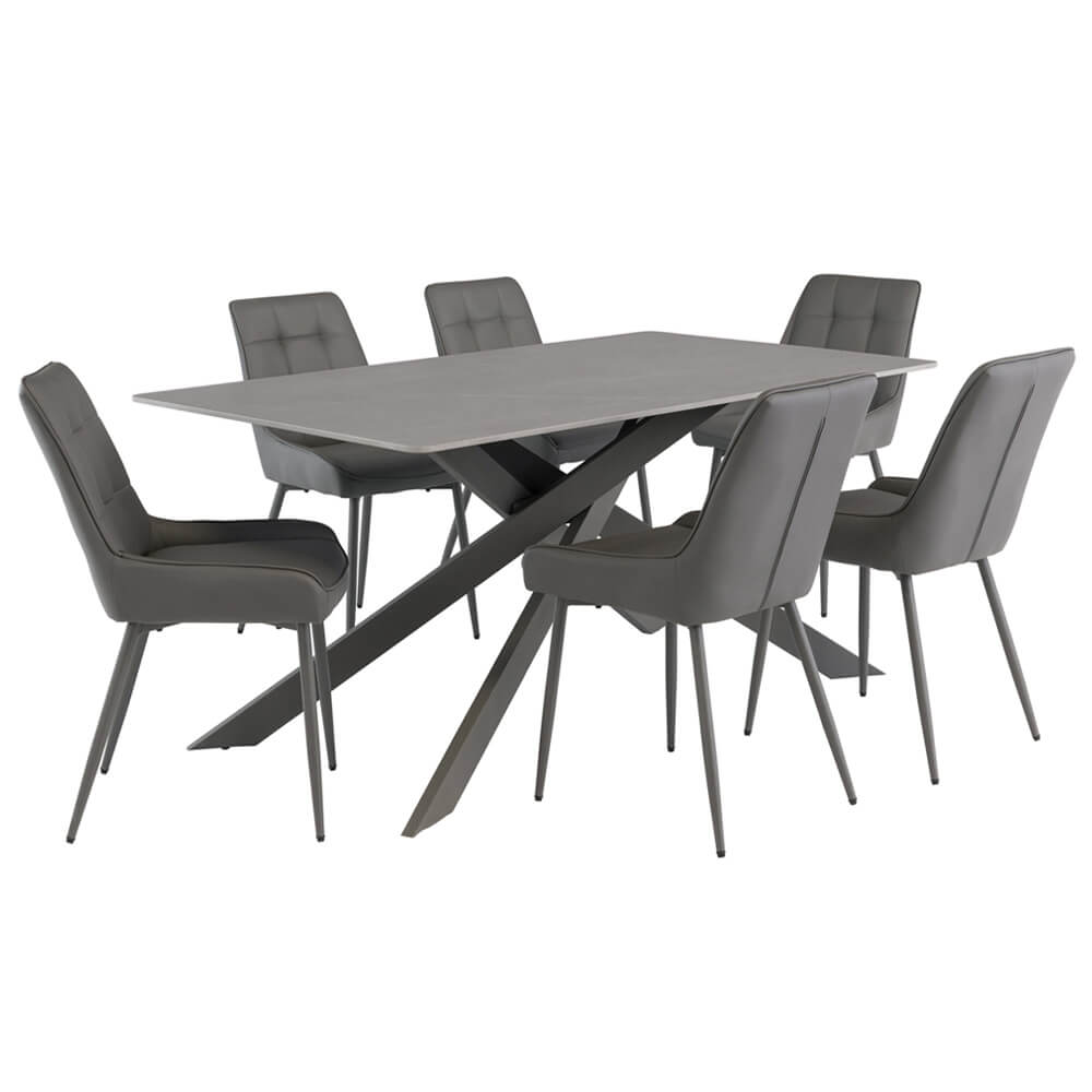 Cambell Dining Table – 1.6m – Matt Grey+Grey