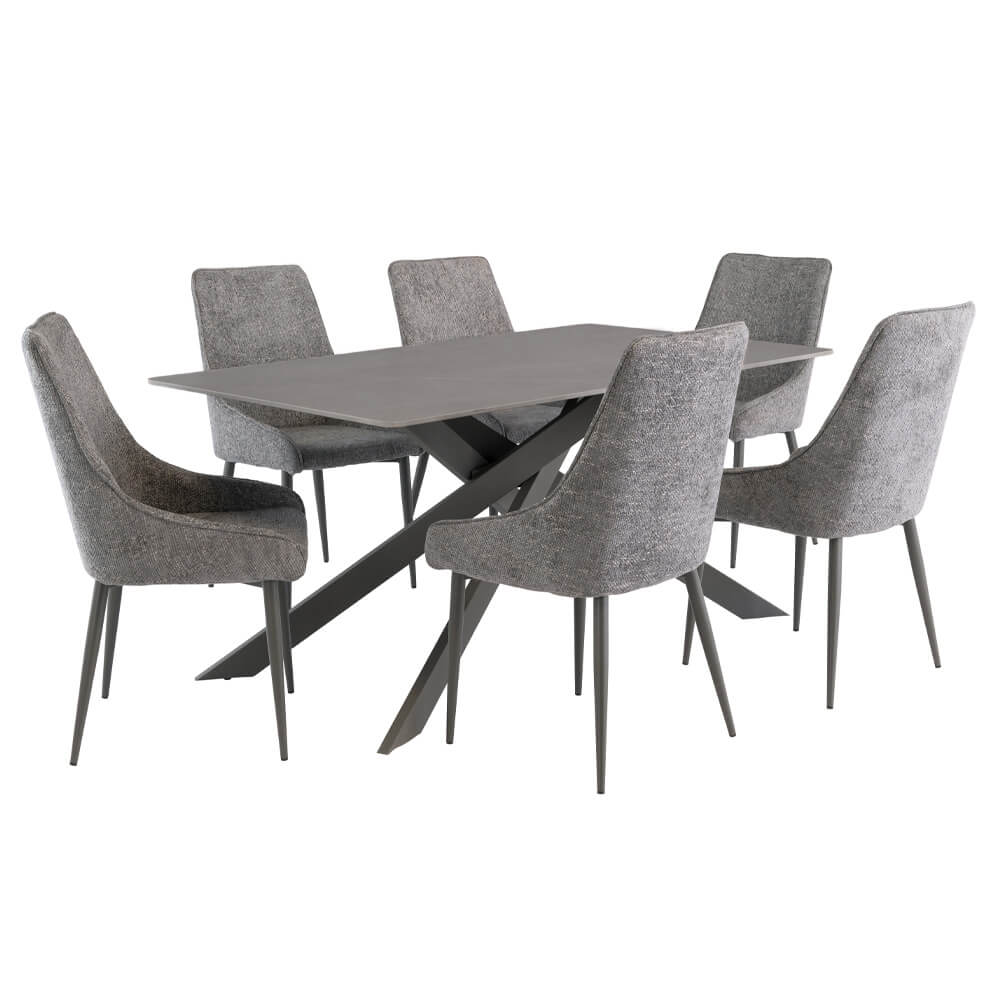 Cambell Dining Table – 1.6m – Matt Grey+Grey