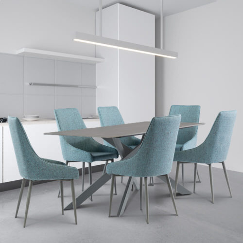 Cambell Dining Table - 2m - Matt Grey+Grey