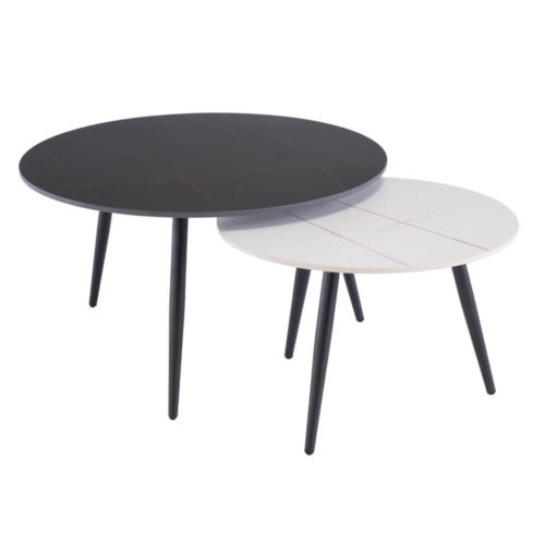 Lucy Round Coffee Table Set - Black+White