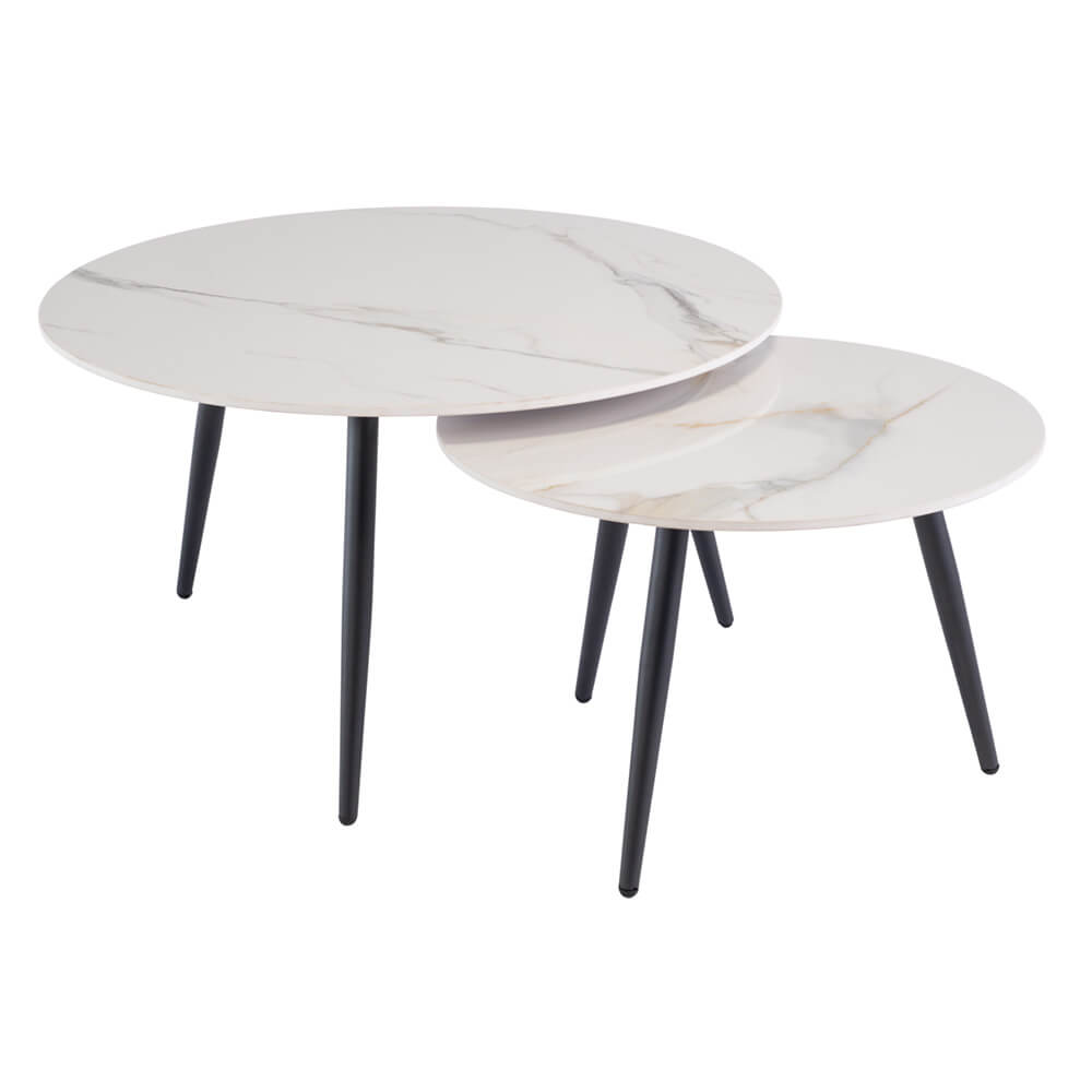 Lucy Round Coffee Table Set – White