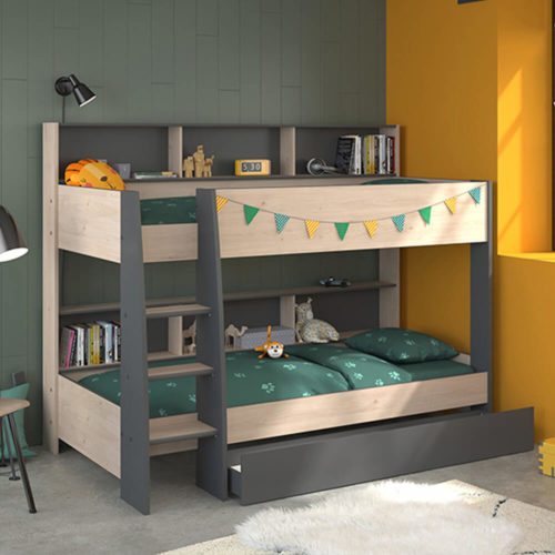 Leo Bunk Bed- Grey+Oak