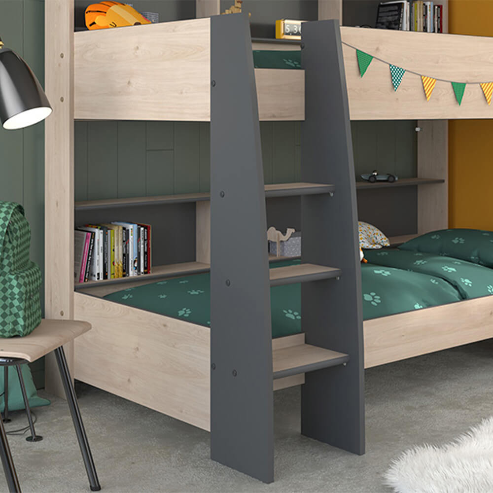 Leo Bunk Bed- Grey+Oak