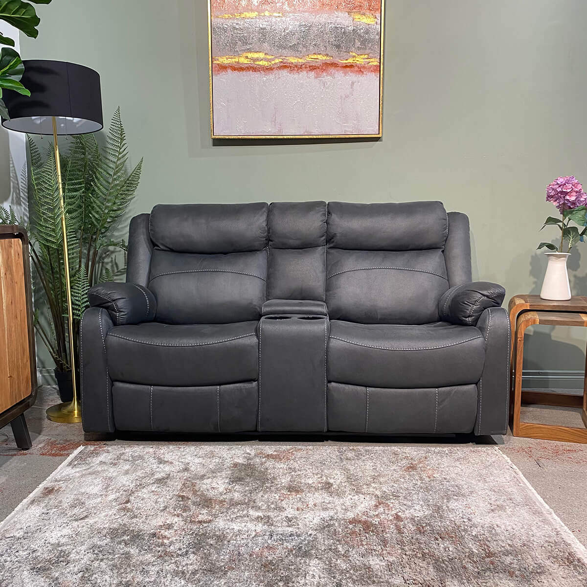 Bruno Reclining 2 Seater Sofa With Console