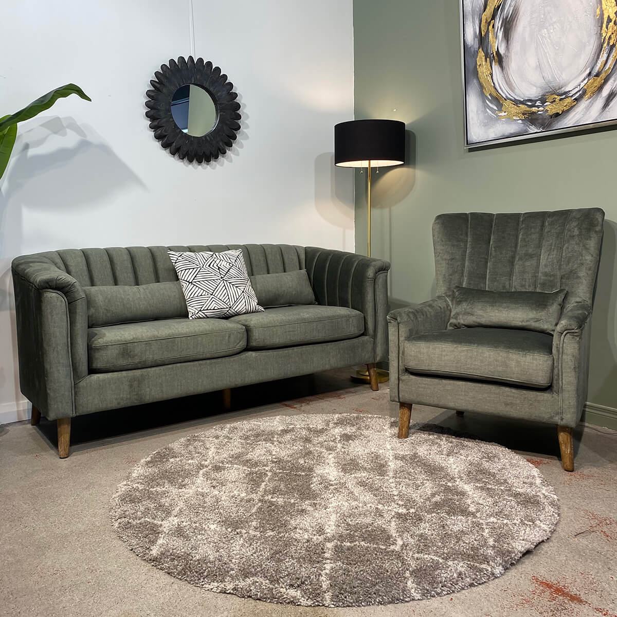 Charlotte 3 Seater Sofa – Moss Green