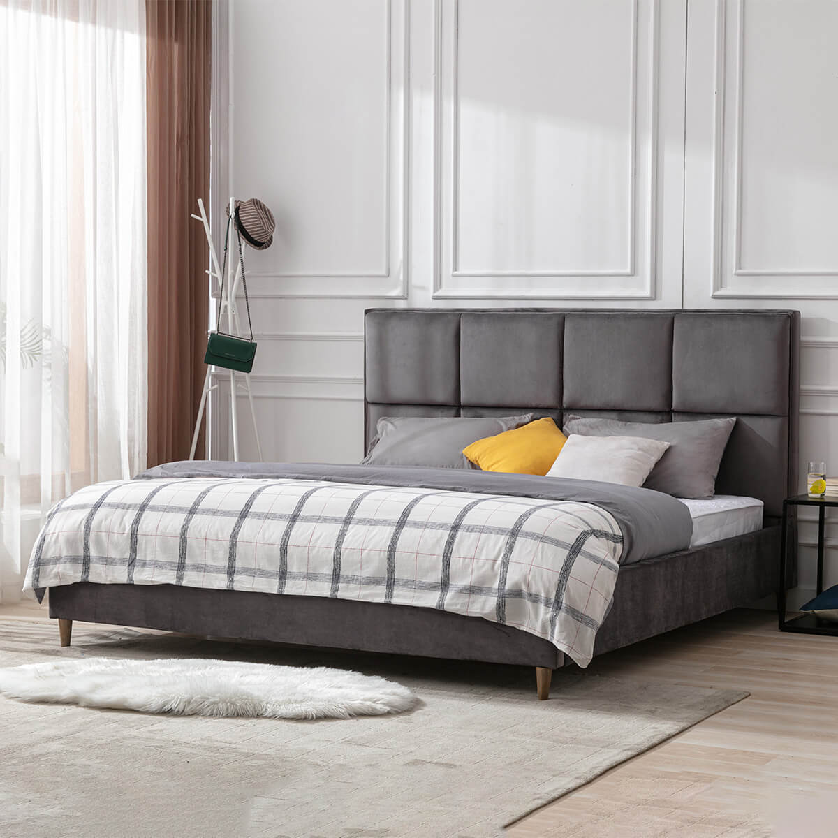 Duval Fabric Bed – Grey