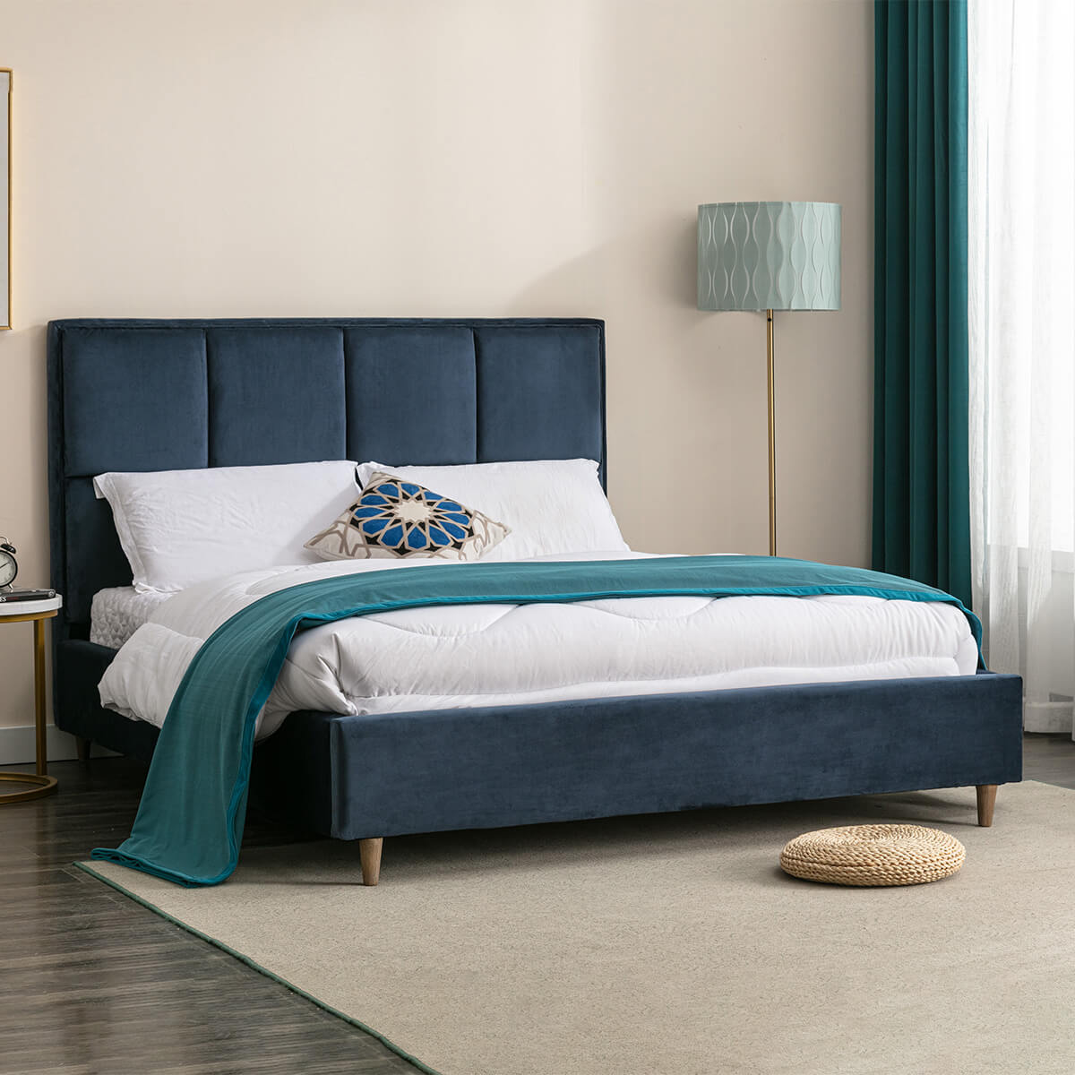 Duval Fabric Bed - Navy