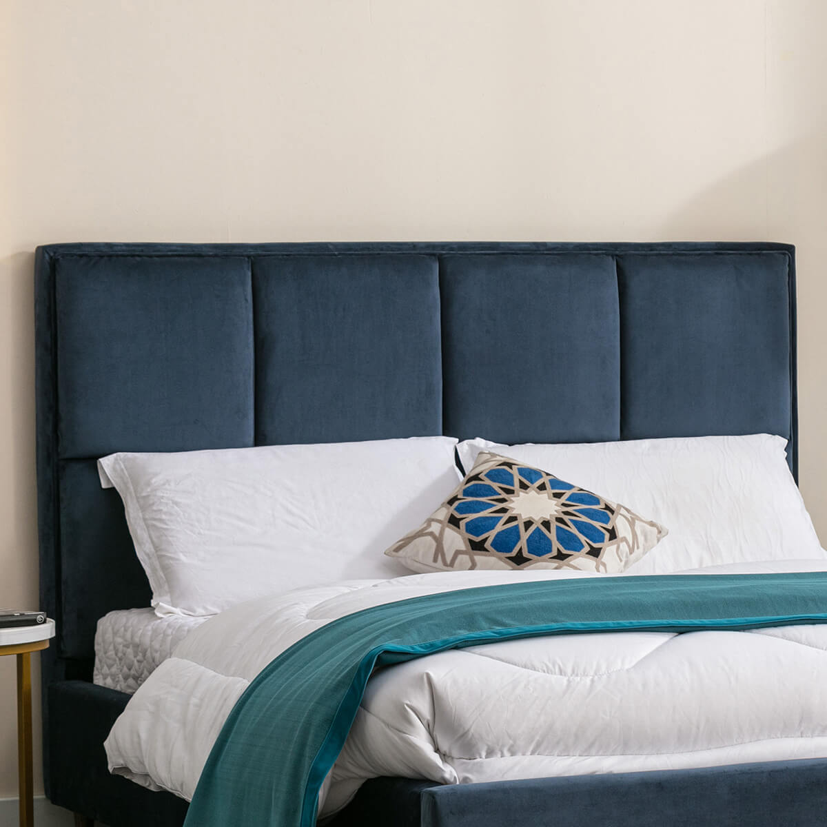 Duval Fabric Bed – Navy