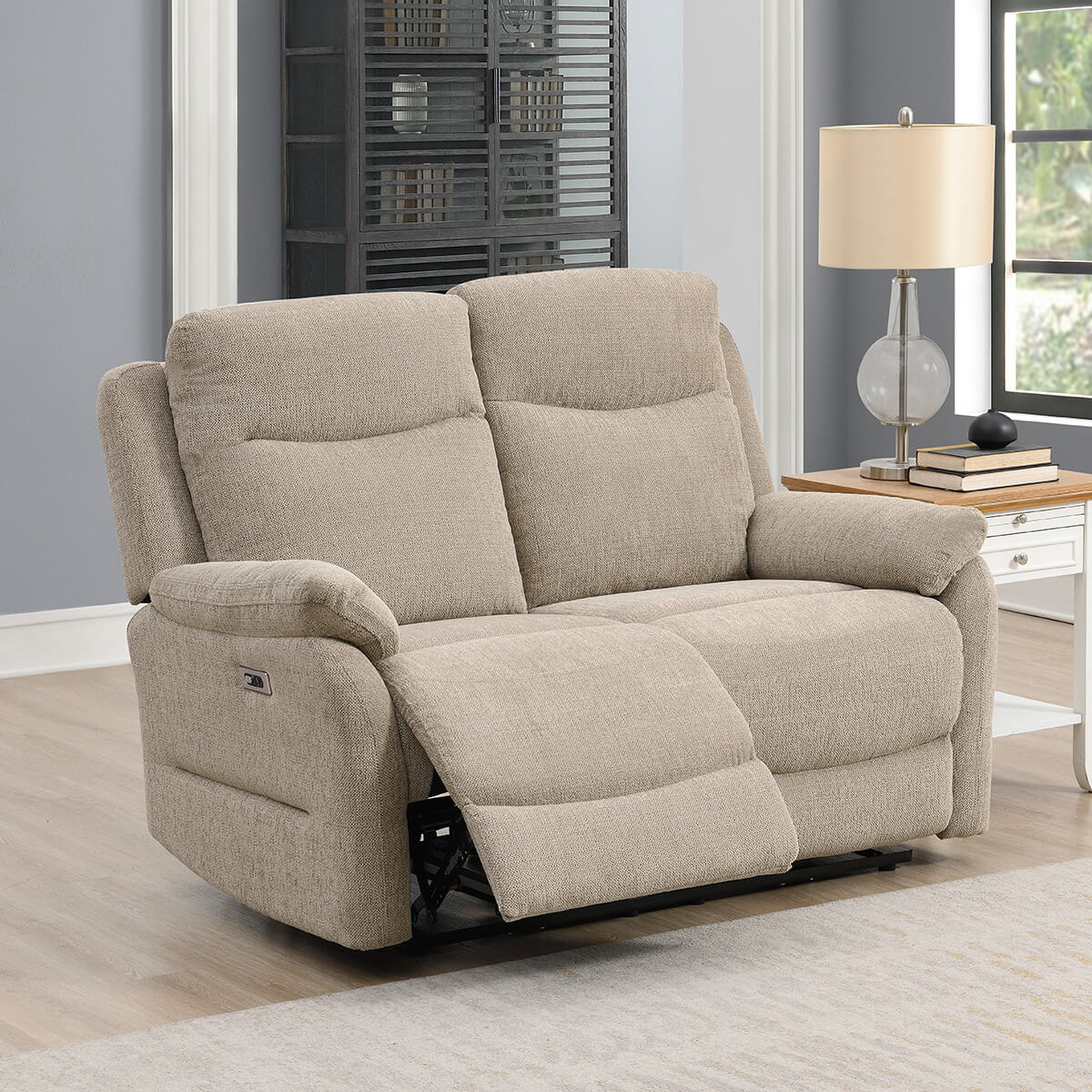 Keegan 2 Seater Electric Recling Sofa – Oatmeal
