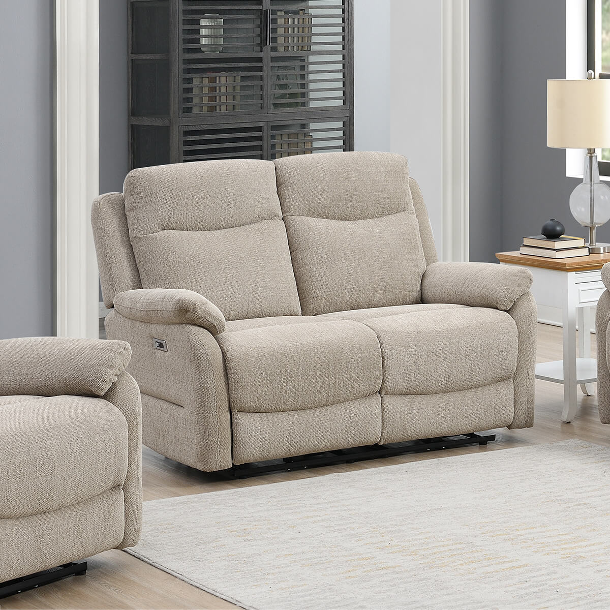 Keegan 2 Seater Electric Recling Sofa - Oatmeal