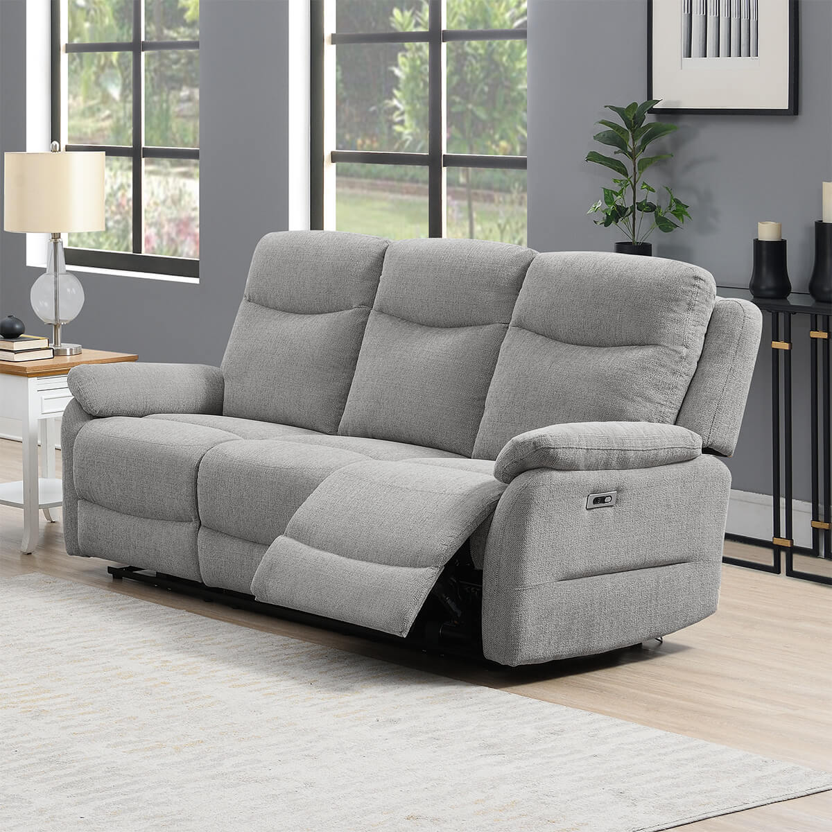 Keegan 3 Seater Electric Recling Sofa – Grey