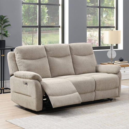 Keegan 3 Seater Electric Recling Sofa - Oatmeal