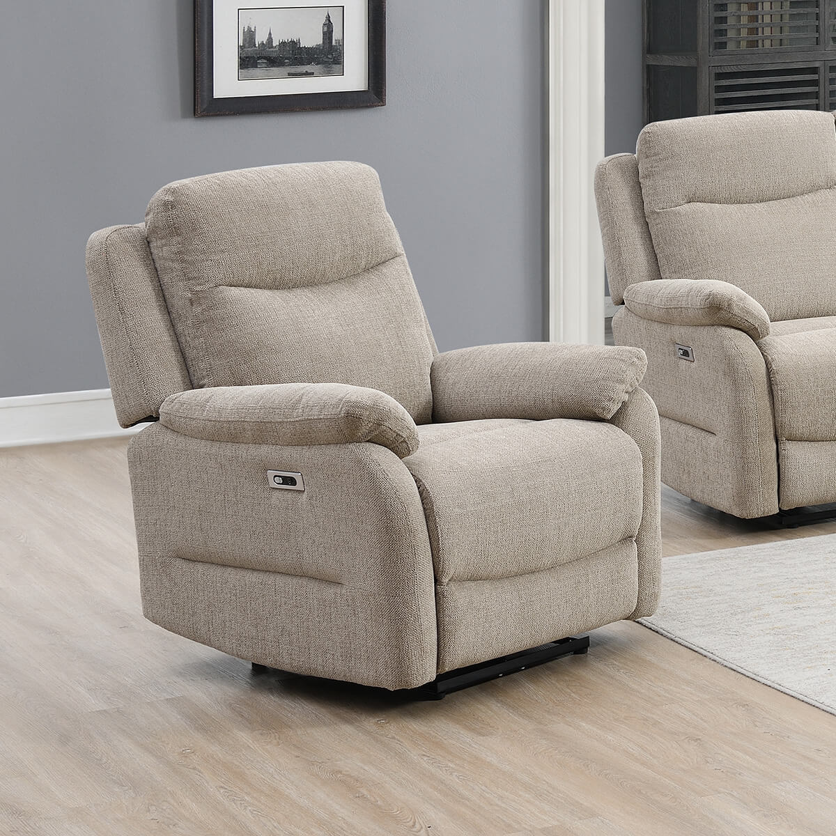 Keegan Electric Recling Armchair - Oatmeal