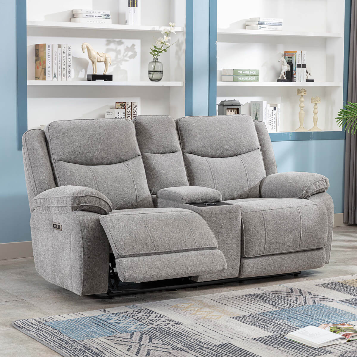 Herbert 2 Seater with Console - Light Grey