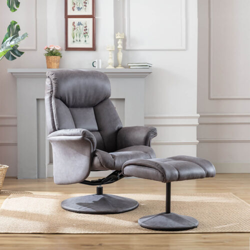 Kentiucky Recliner And Footstool - Anchor Grey