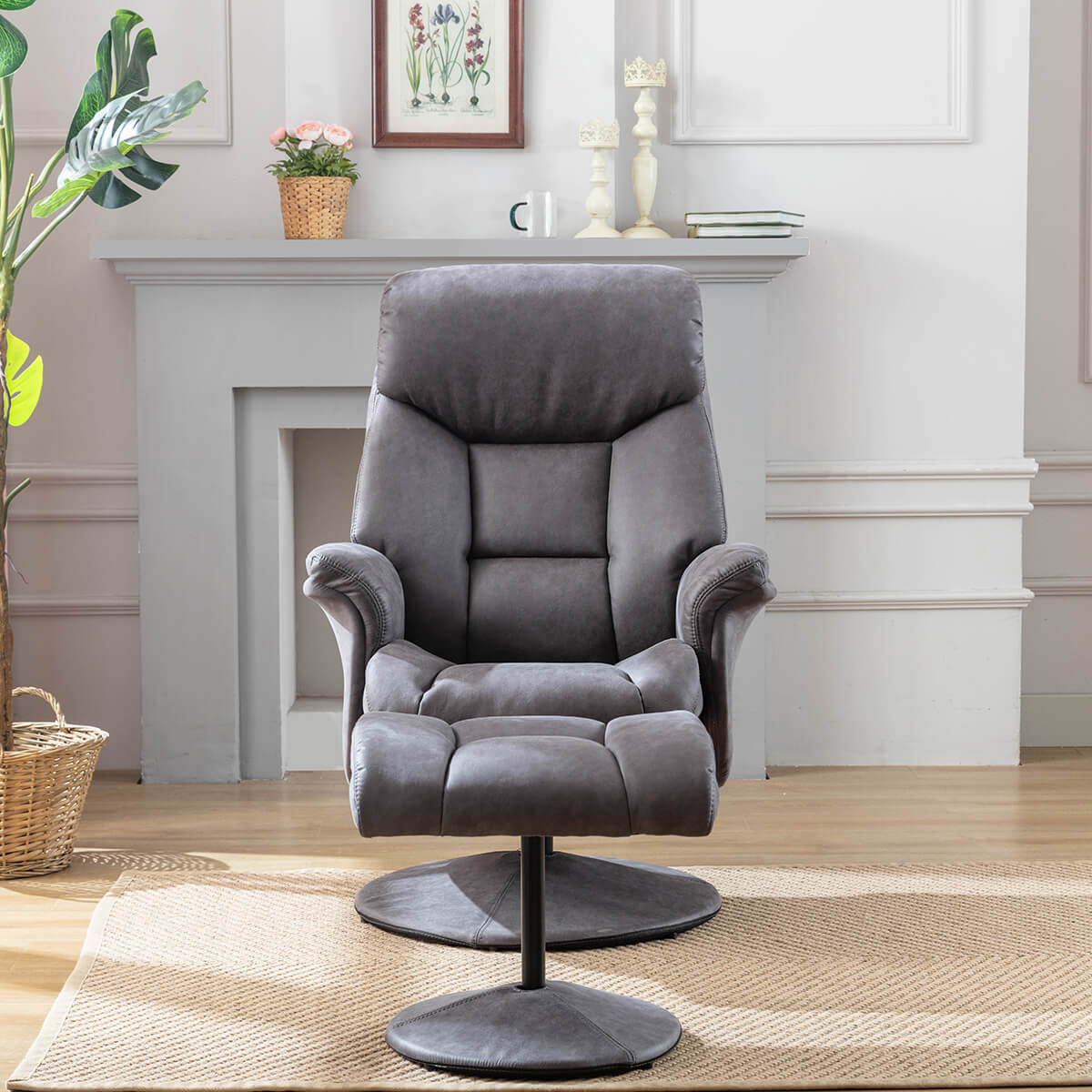 Kentiucky Recliner And Footstool - Anchor Grey