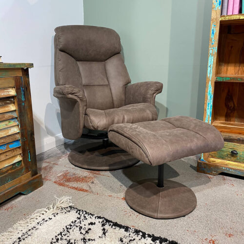 Kentiucky Recliner And Footstool - Brown