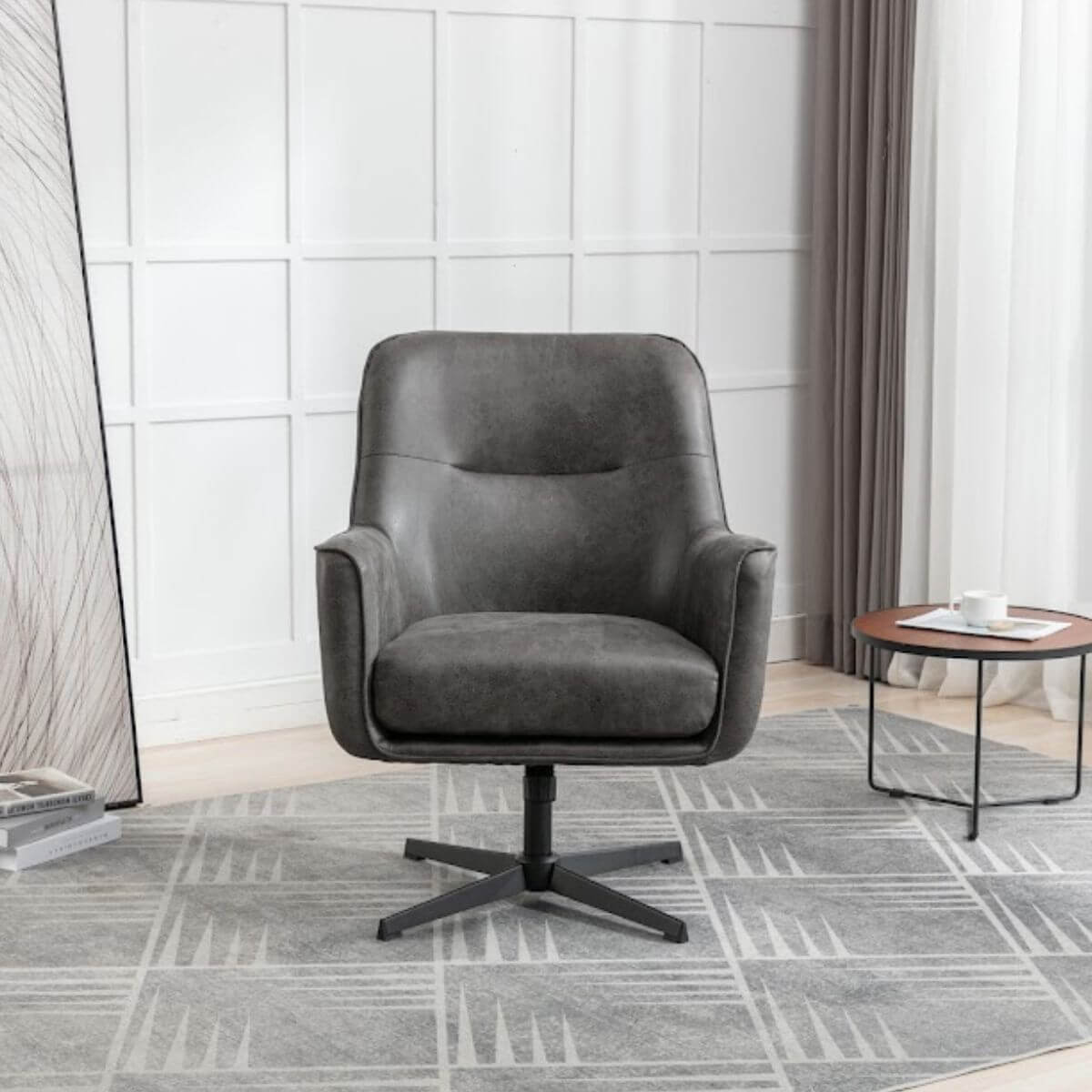 Felicia Swivel Chair - Charcoal