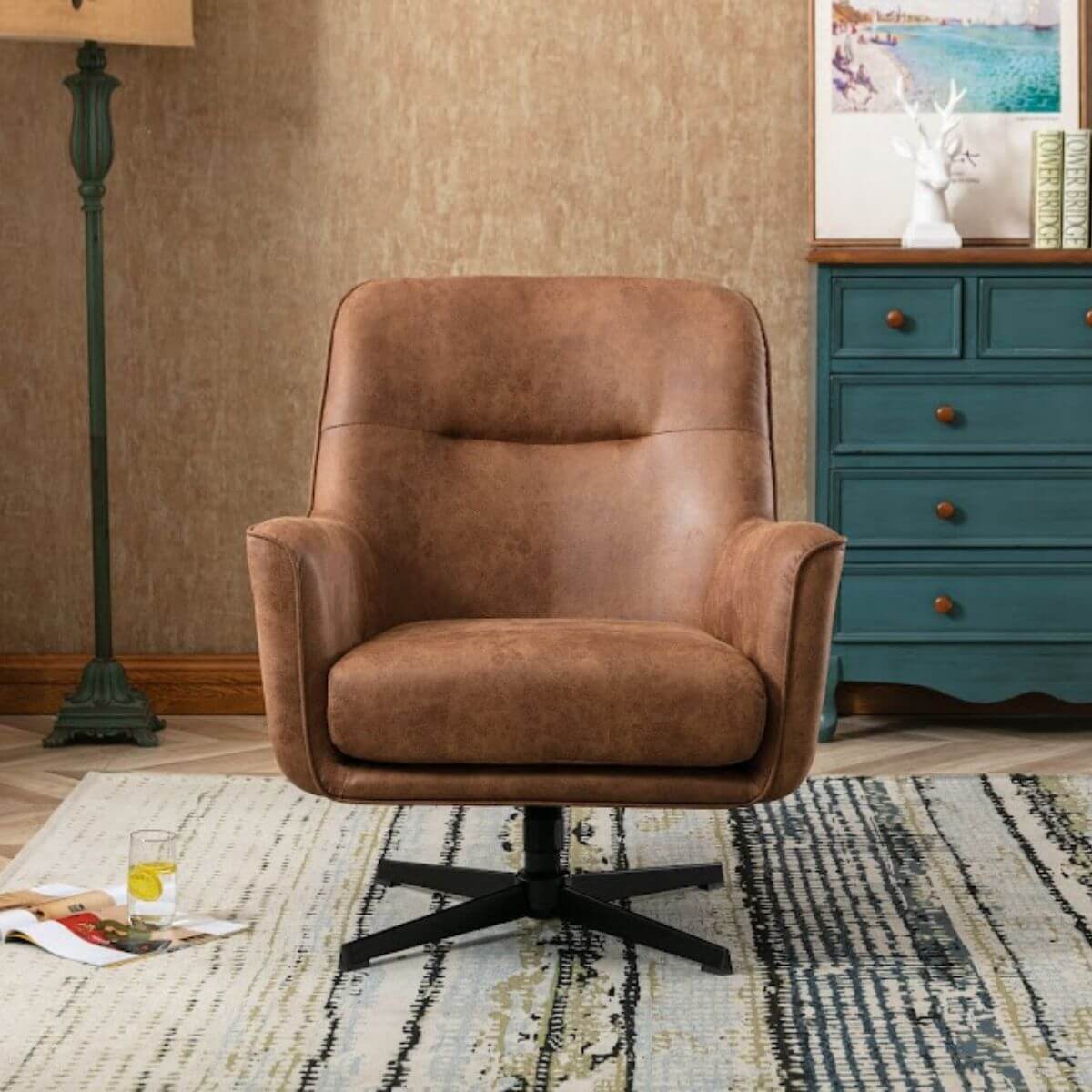 Felicia Swivel Chair - Tan