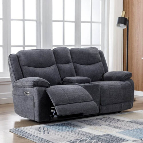 Herbert 2 Seater Recliner With Console - Dark Grey