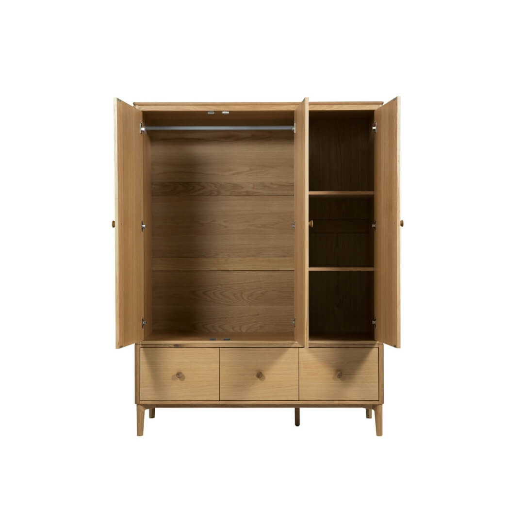 Hadley 3 Door Wardrobe - Oak Natural
