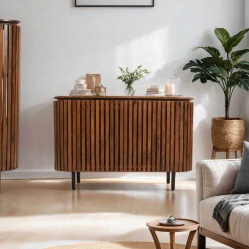 Slatted Mango Wood 2 Door Sideboard