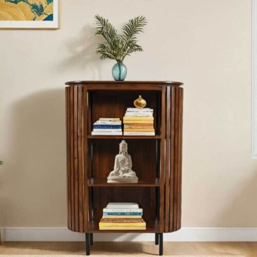 Slatted Mango Wood Bookcase