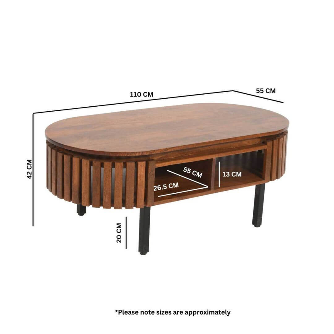 Slatted Mango Wood Coffee Table Rectangular