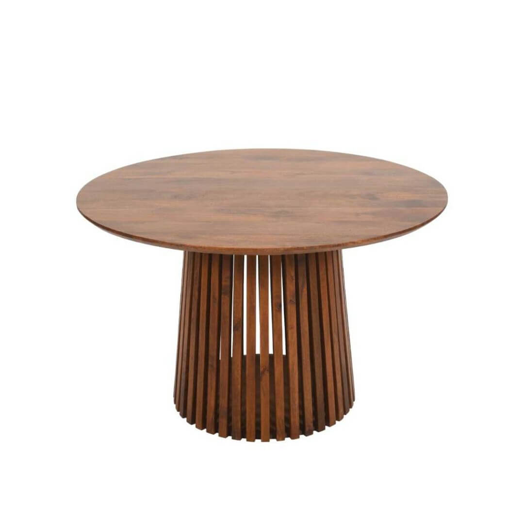 Slatted Mango Wood Round Dining Table