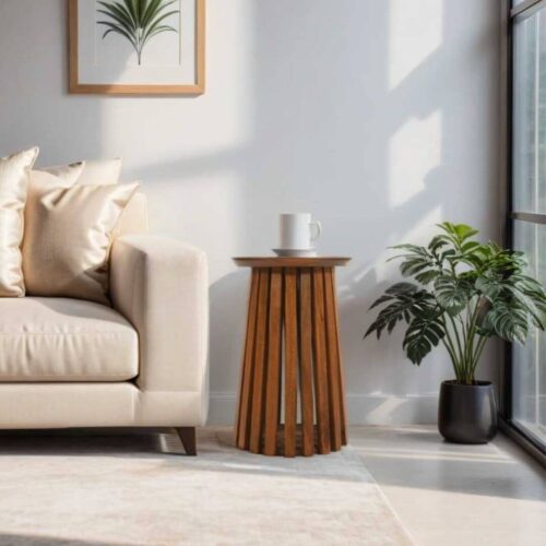 Slatted Mango Wood Side Table