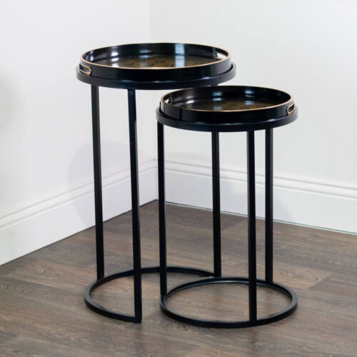 Bruna Set of 2 Tray Tables Black/Gold