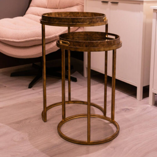 Vela Set of 2 Tray Tables Gold