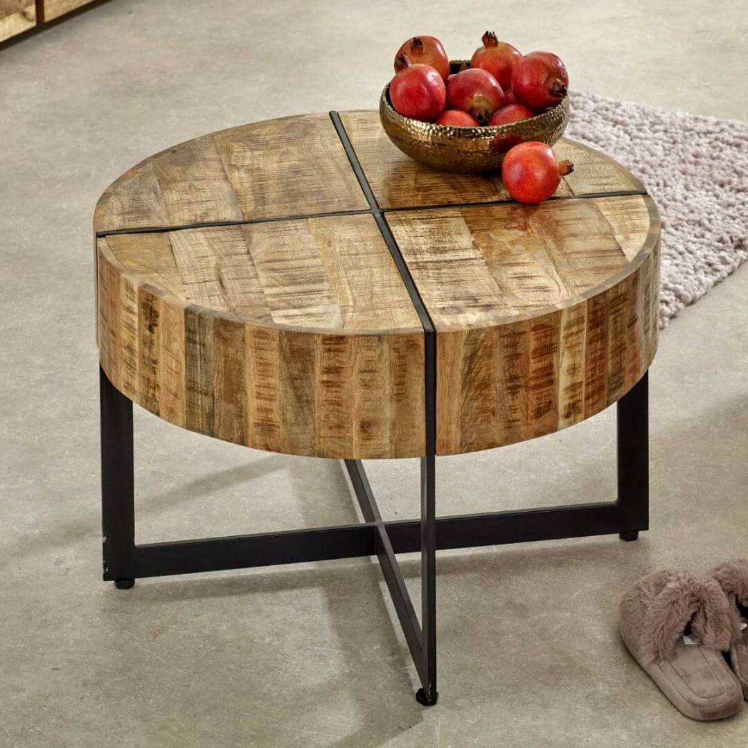surrey round coffee table with metal legs