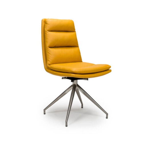 Nobo Swivel Chair Brushed Steel Ochre