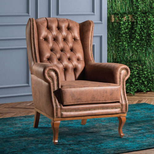 Clio Wingback Armchair - Brown