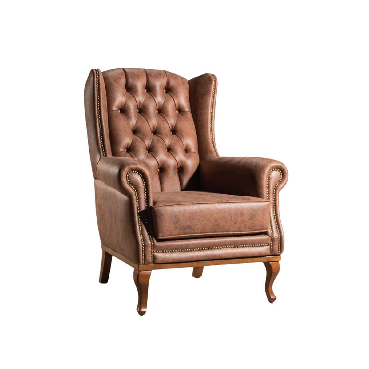 Clio Wingback Armchair - Brown
