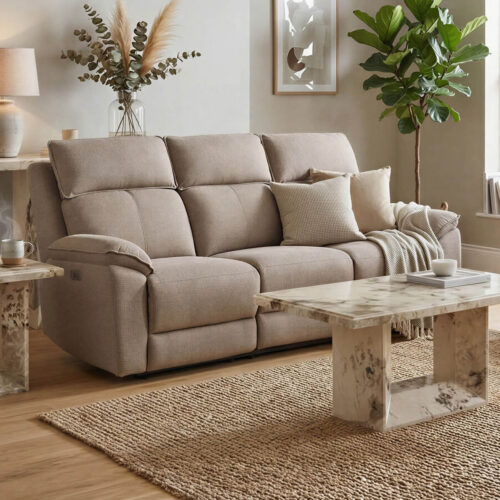 Blaine 3 Seater Electric Recliner Latte